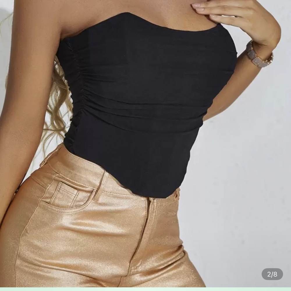 Elegant Black Strapless Corset Top